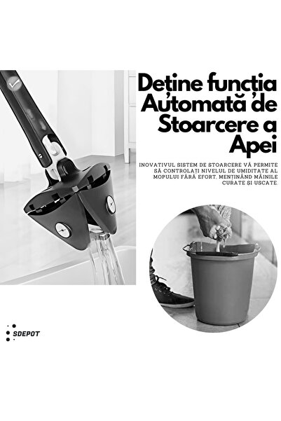 SDEPOT S DEPOT® 360° Rotating Triangular Mop, with Wringing Mode, + 4 Microfiber Cloths, Blue