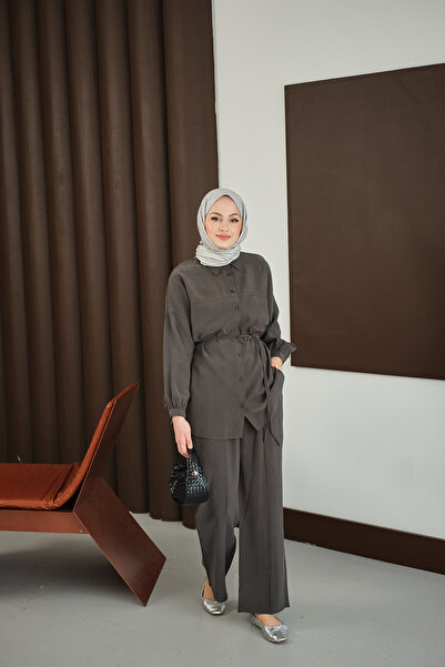 LOCCO Γυναικείο Σετ Διπλό Ανθρακί με δεμένη μέση