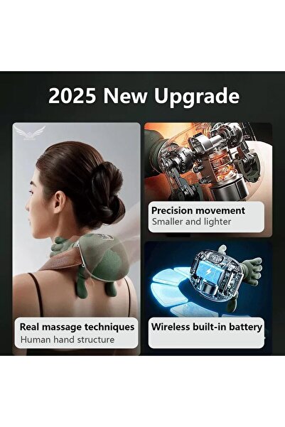 BORTONY Neck Massager with Heat - Portable Bionic 4D Wireless Deep Tissue Shiatsu