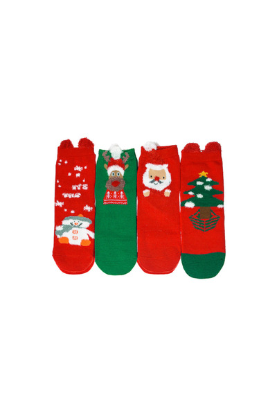 Jolenttine Set of 4 children's socks with cheerful Christmas motifs