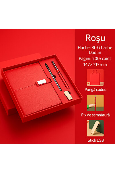 OEM Elegant office set with eco-leather agenda, metal pen and USB stick - perfect for a gift