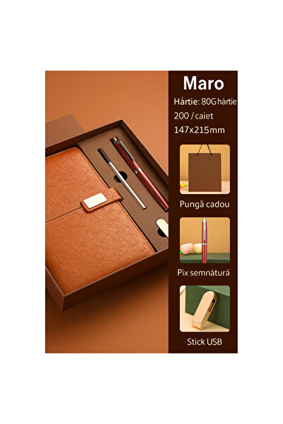 OEM Elegant office set with eco-leather agenda, metal pen and USB stick - perfect for a gift