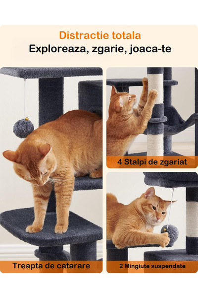 Smart Vibe KATO InfinityPaws Multi Level Cat Set, Soft Hammock, XXL Observation Platform, Dark