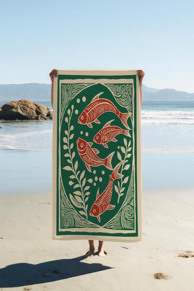 Dolce Mariee Digital Printing Beach Sea Towel Fish Patterned Peshtamal Hvl0126