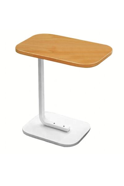 Optim Solution C-shaped Side Table for Coffee, Metal Frame, Solid Base, 40 x 30 x 60 cm, White