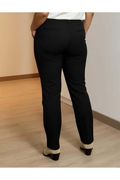 RMG Παντελόνι Gabardine άνοιγμα Plus Size Μαύρο