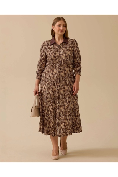 SEÇİL YENİ KADIN büyük beden desenli elbise 10002521314009