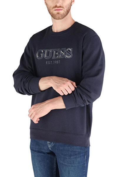 Guess Fleece Men's Navy Blue Sweatshirt M5Bq08K9Z21-G7V2