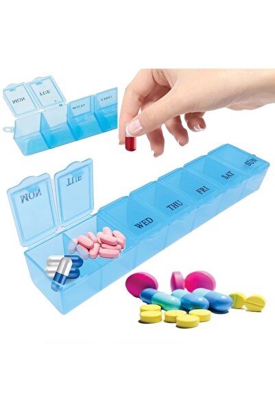 Optim Solution Medicine Box Weekly Organizer - 7 Daily Compartments with Tablet Compartment
