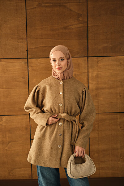 LOCCO Palton de pluș pentru femei cu talie elastică, nurcă