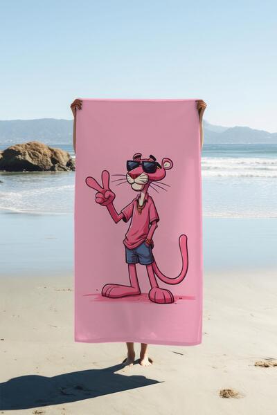 Dolce Mariee Prosop de plajă cu imprimare digitală, model pantera roz, HVL0138