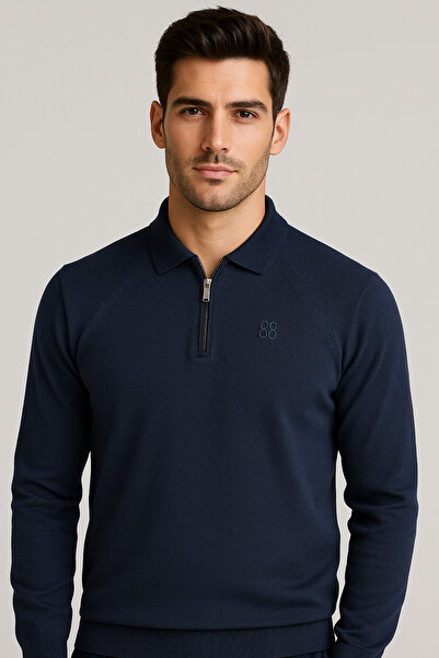 WE AND ME Polo Neck Soft Buttoned Zippered Men's Knitwear Sweater