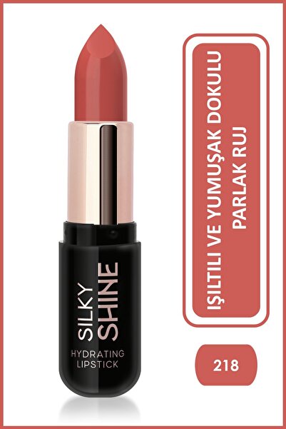 Golden Rose Silky Shine Hydrating Lipstick No:218 - Seramid ve Jojoba Yağlı N...