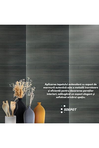 SDEPOT Set of 40 S DEPOT® wallpaper tiles, imitation Marble, thickness 2mm, dimensions 30x60cm, black brown