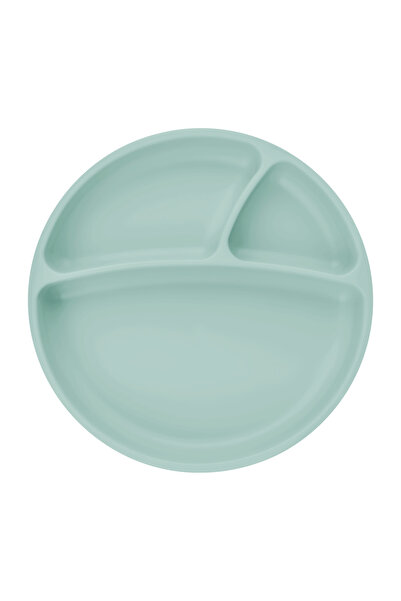 MinikOiOi Vacuum Base Silicone Food Plate Portion - River Green