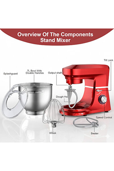Generic 1500W 7L Stand Mixer with Bowl & Accessories | Dough Blender, Cake & Food Mixer for Baking
