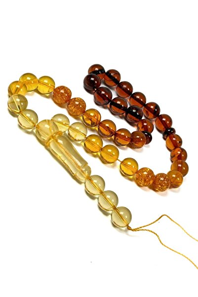 TESBİHKENTİ سبحة كهرمان قطرية بطول الكاحل بدون شراشيب مع 3 حبات احتياطية