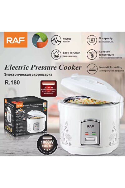raf Professional Electric Steam Pressure Cooker - 5L, 1000W, Non-Stick, Slow Cooking and Warming