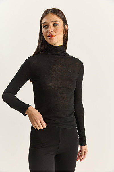 Bianco Lucci Women's Half Turtleneck Modal Ultra Light Blouse 1011 60283865