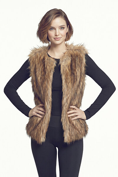 armonika Women's Mink Lined Faux Fur Vest Arm-26K001062