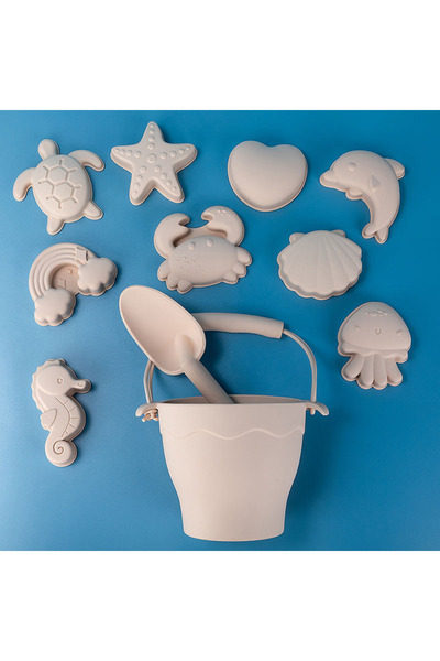Pitikot Pitikot® Silicone Beach Toy Set – 12 Pieces, Sand Molds and Bucket,