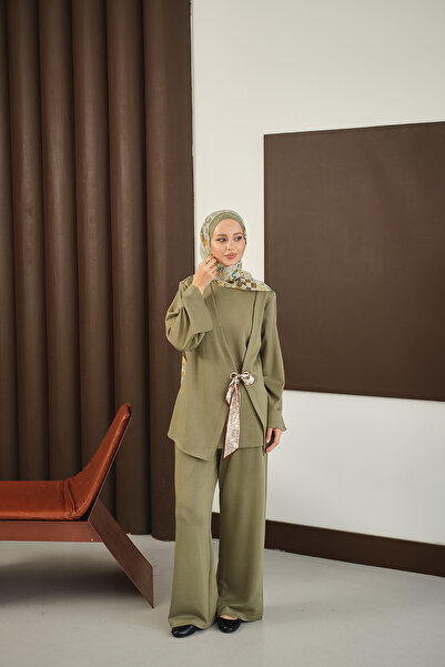 LOCCO Γυναικείο Σετ Φουλάρι με Λεπτομέρεια Πράσινο