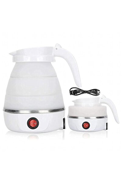 Optim Solution Electric Travel Kettle, 600ml, 600W, Foldable & Portable, Food-Grade Silicone, Stainless Steel, Whit