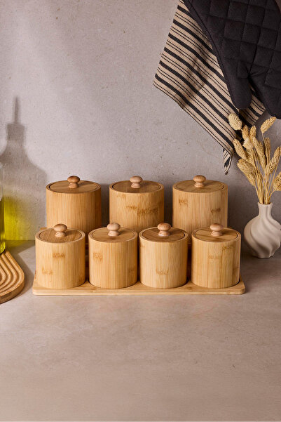 Perotti Pisa 7-Piece Countertop Bamboo Stand Spice Rack Set