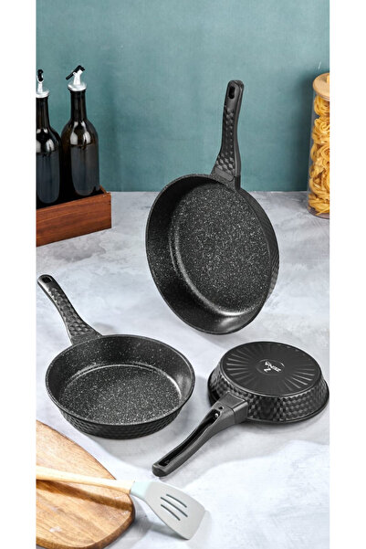 ZenaLiora ZENA LİORA 3’LÜ DÖKÜM TAVA SETİ SİYAH 20-24-28CM