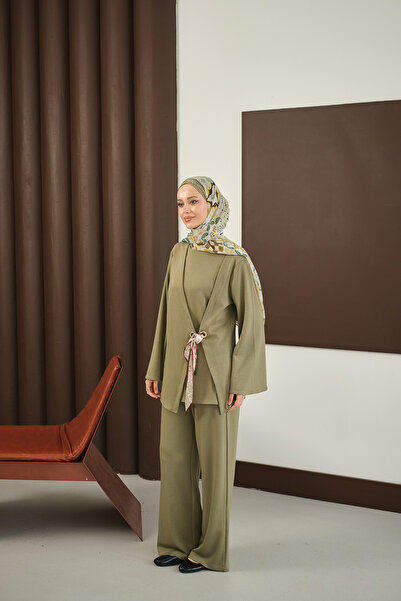 LOCCO Γυναικείο Σετ Φουλάρι με Λεπτομέρεια Πράσινο