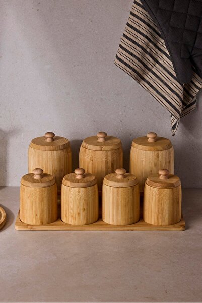 Perotti Pisa 7-Piece Countertop Bamboo Stand Spice Rack Set