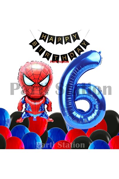 Parti Station مجموعة بالونات سبايدرمان لعمر 6 سنوات، مجموعة بالونات عيد ميلاد...