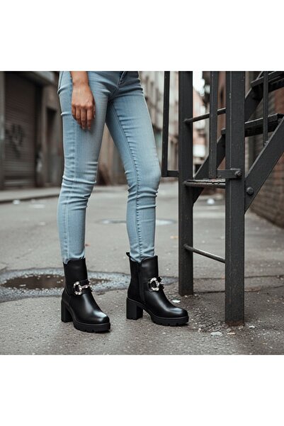 OEM Women's fur boots, with thick heel, eco-leather, zipper closure system, A10378