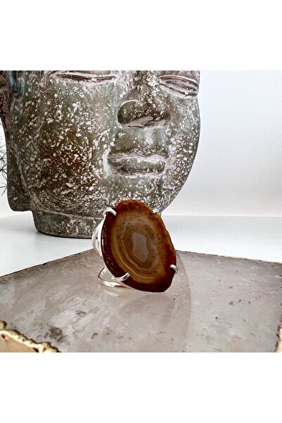 Moonlight Jewelry Flower Stone Adjustable Ring - Agate