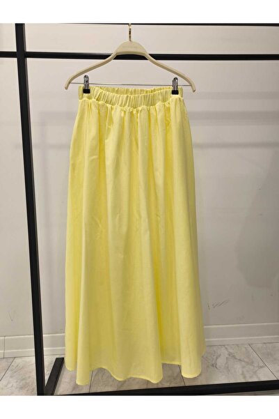 Hatun Atila Linen Skirt with Elastic Waistband and Lined Pocket 2558 -