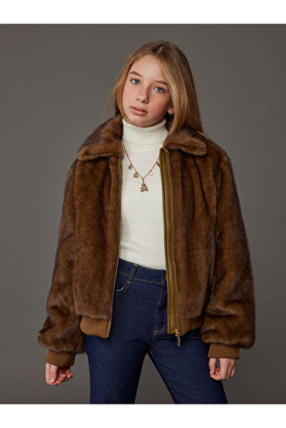 LC Waikiki Kids Brown Girl's Faux Fur Coat