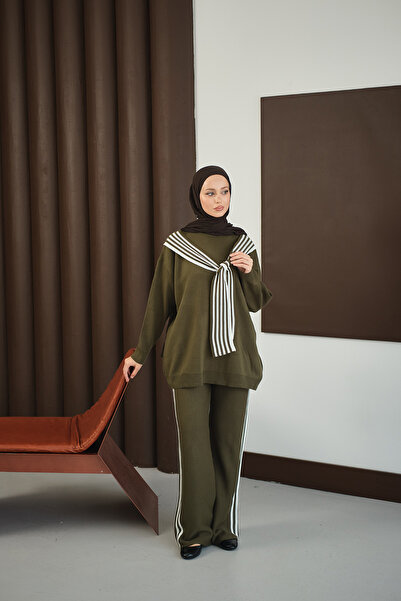 LOCCO Set de eșarfe pentru femei, verde kaki