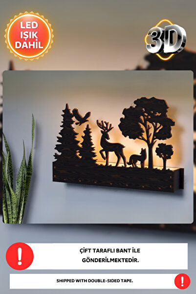 Dekorvin 3D Geyik Arizona Ormanı Gece Lambası Bebek Çocuk Odası Duvar Dekoras...