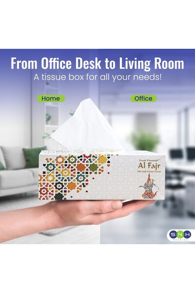 Al Fajar Al Fajr Facial Tissue Boxes Value Pack 4+1 Free, 200 Sheets x 2 Ply per Box Total 1000 Sheets