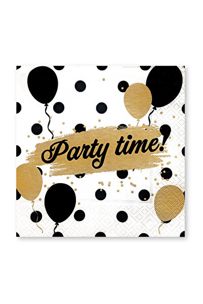 Story 33X33 cm 3-Ply Party Time Black Polka Dot Patterned Colorful Paper Napkins Pack of 20