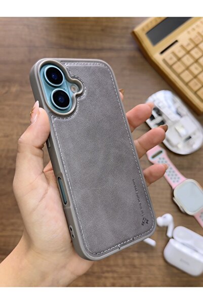MTL iPhone 16 Compatible Premium Leather Textured Shock-Resistant Nasal Silicone Case