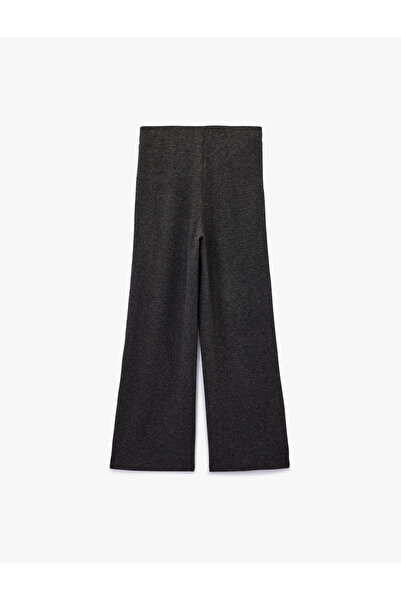 Koton Slim Fit Wide Leg Pants with High Waist Slit Detail