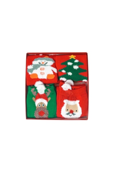 Jolenttine Set of 4 children's socks with cheerful Christmas motifs