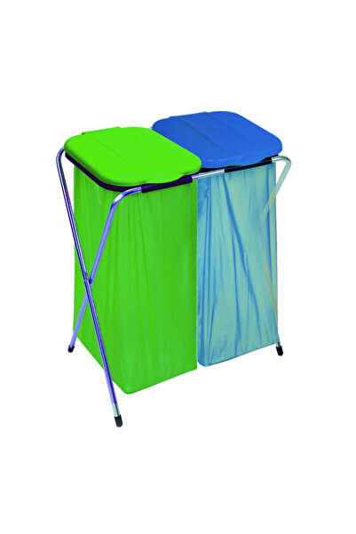 BRRO Garbage bag holder, green/blue, 2 bags x 130 l, for selective collection and bottle storage