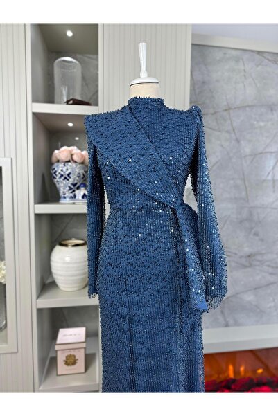 YuSeM İnci Abiye İndigo