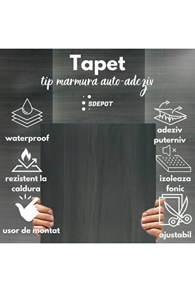 SDEPOT Set of 20 S DEPOT® wallpaper tiles, imitation Marble, thickness 2mm, dimensions 30x60cm, black brown