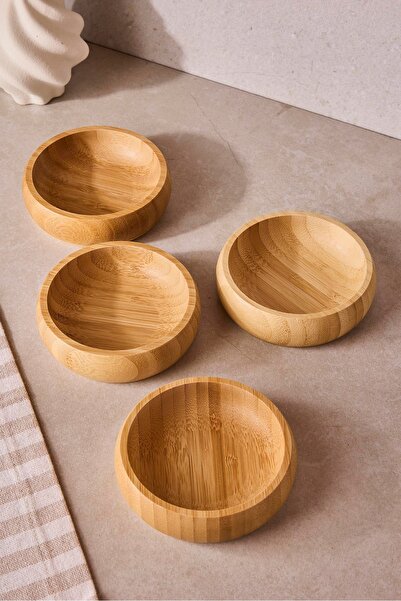 Perotti Snacks 4-Piece Round Bamboo Snack Bowl 9.5 cm