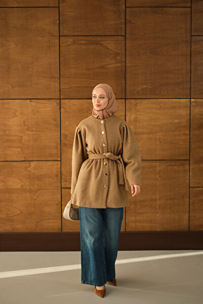 LOCCO Palton de pluș pentru femei cu talie elastică, nurcă