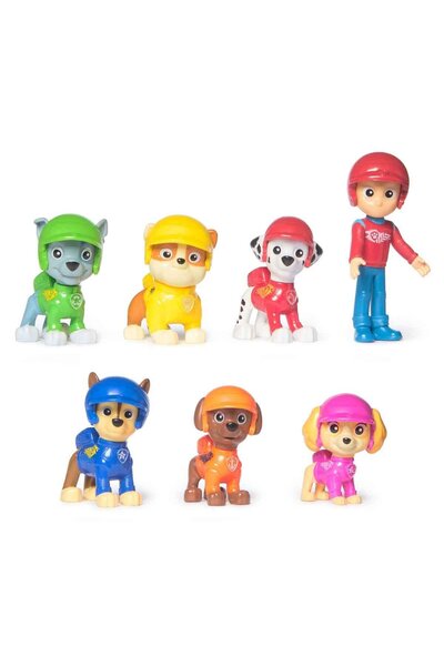 PopŞeker Paw Patrol Rescue Wheels 7-Piece Figure Set – Hero Dogs, Collectible Play Figures