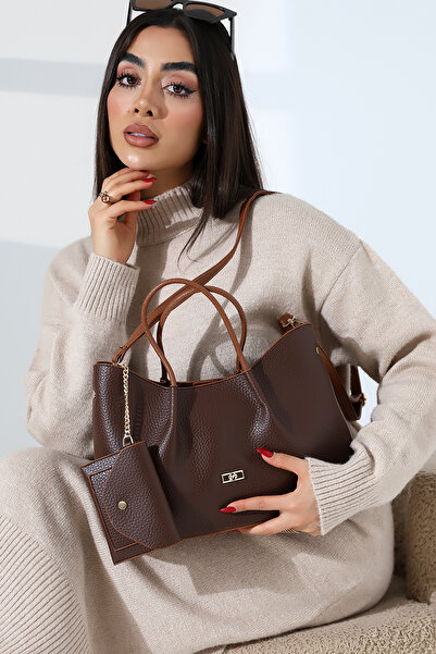 Moda Lime Textured Faux Leather Chain Detailed Women's Shoulder and Hand Bag